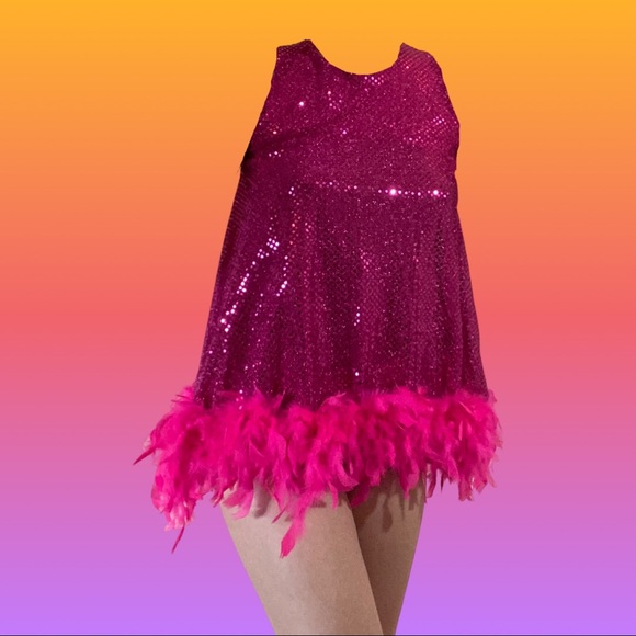 70s Party Girl Feather Sequin Dress - Picture 1 of 2